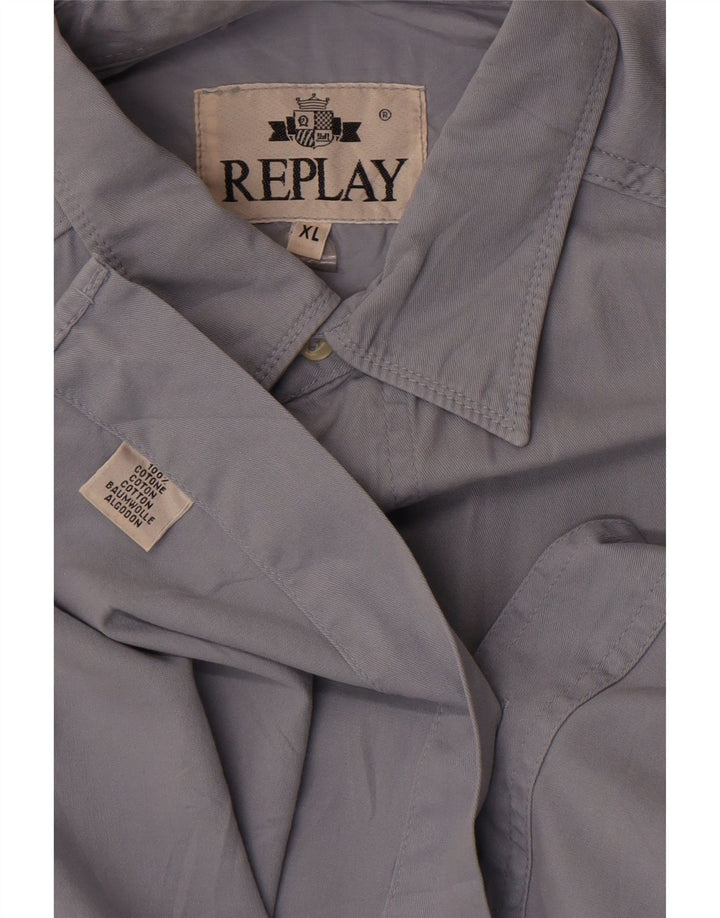 Replay Mens Shirt XL Blue Cotton