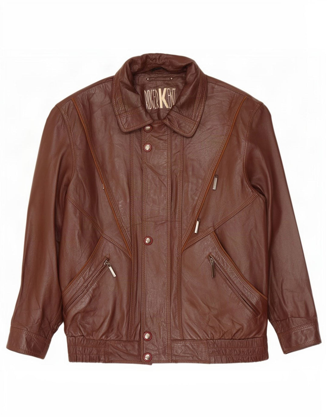 Roger Kent Veste en cuir pour homme UK 40 Large Marron
