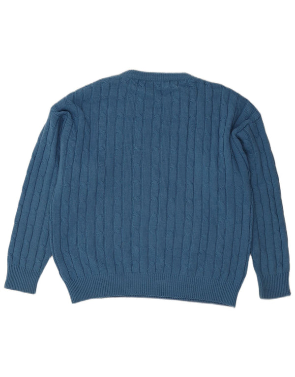 vintage Mens Crew Neck Jumper Pull Grand Bleu