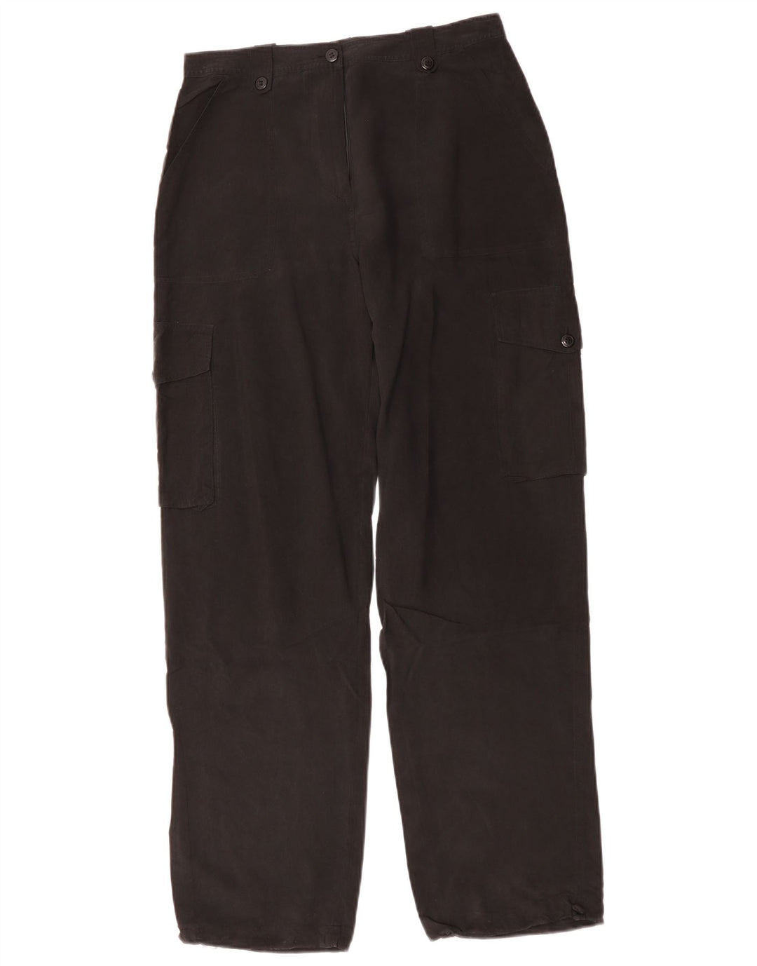 Warehouse Womens Straight Cargo Trousers UK 12 Medium W28 L31 Black Silk