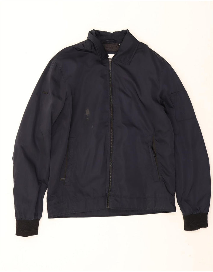 Superdry Mens Bomber Jacket UK 40 Large Navy Blue Polyester