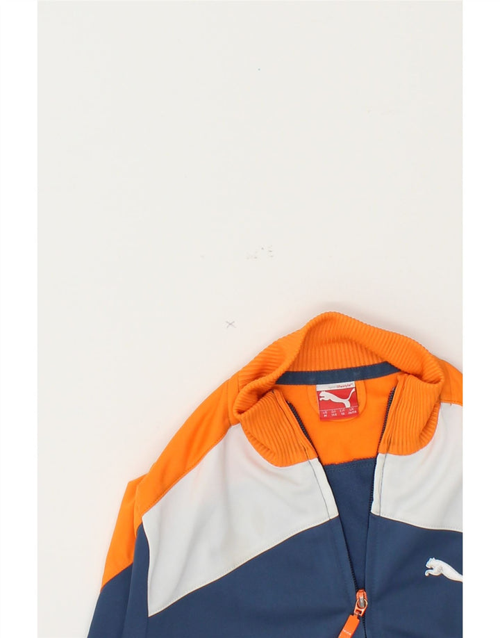 PUMA Boys Graphic Tracksuit Top Jacket 9-10 Years Medium Blue Colourblock Vintage Puma and Second-Hand Puma from Messina Hembry 