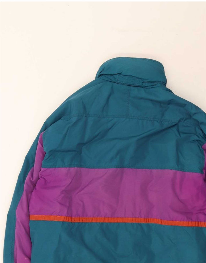 BRUGI Mens Padded Jacket IT 48 Medium Blue Colourblock Polyester Vintage Brugi and Second-Hand Brugi from Messina Hembry 