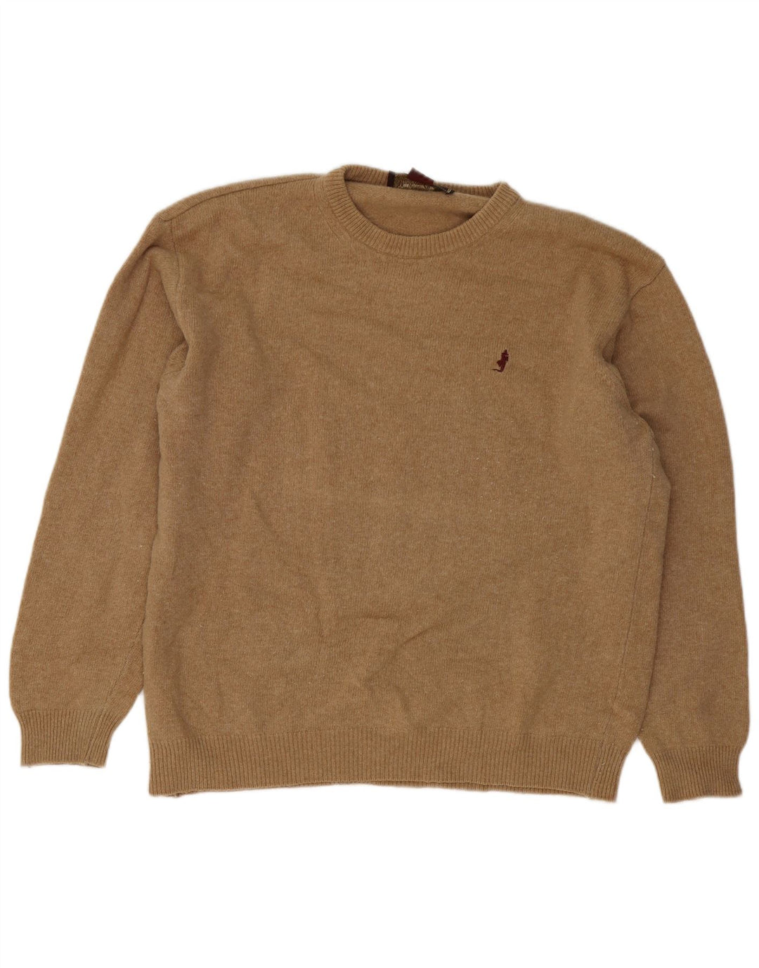 Marlboro Classics Mens Crew Neck Jumper Sweater 2XL Brown Wool
