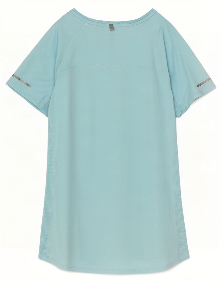 Nike Womens Dri Fit T-Shirt Top UK 10 Petit Bleu Polyester