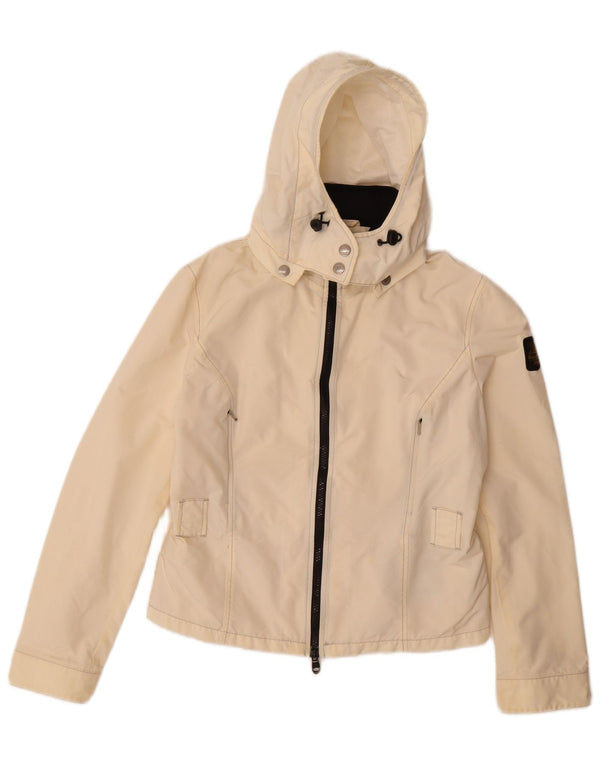 Giacca antipioggia con cappuccio da donna Refrigiwear UK 14 Large in poliammide bianco sporco