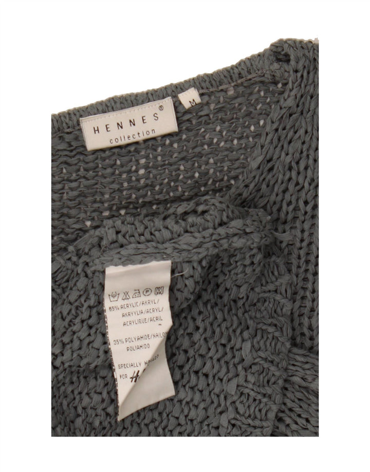HENNES Womens V-Neck Jumper Sweater UK 14 Medium Grey Acrylic Vintage Hennes and Second-Hand Hennes from Messina Hembry 