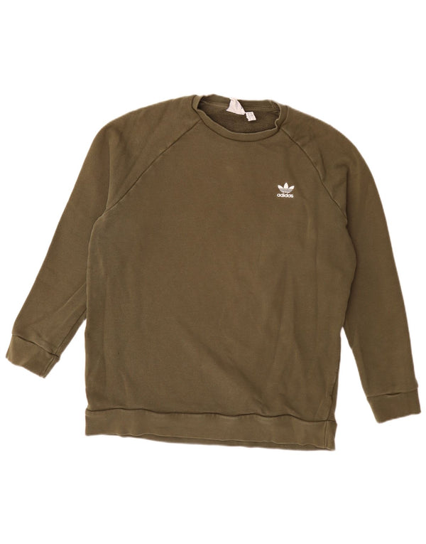Adidas Mens Sweatshirt Jumper Large Khaki Cotton