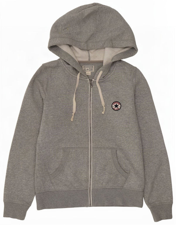 Converse Pull à capuche zippé pour femme UK 16 Large Gris Coton