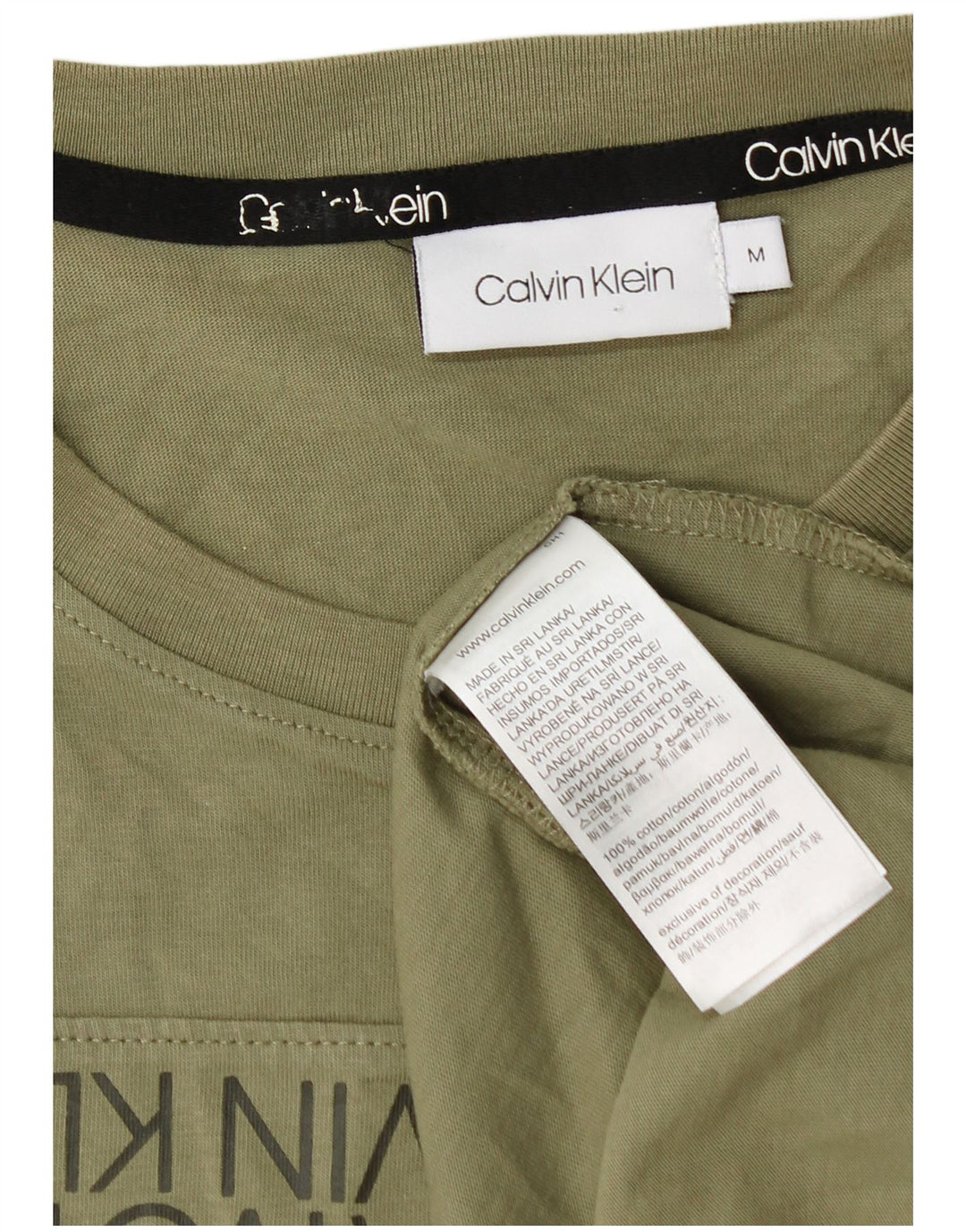 Calvin Klein Mens Graphic T-Shirt Top Medium Khaki Cotton