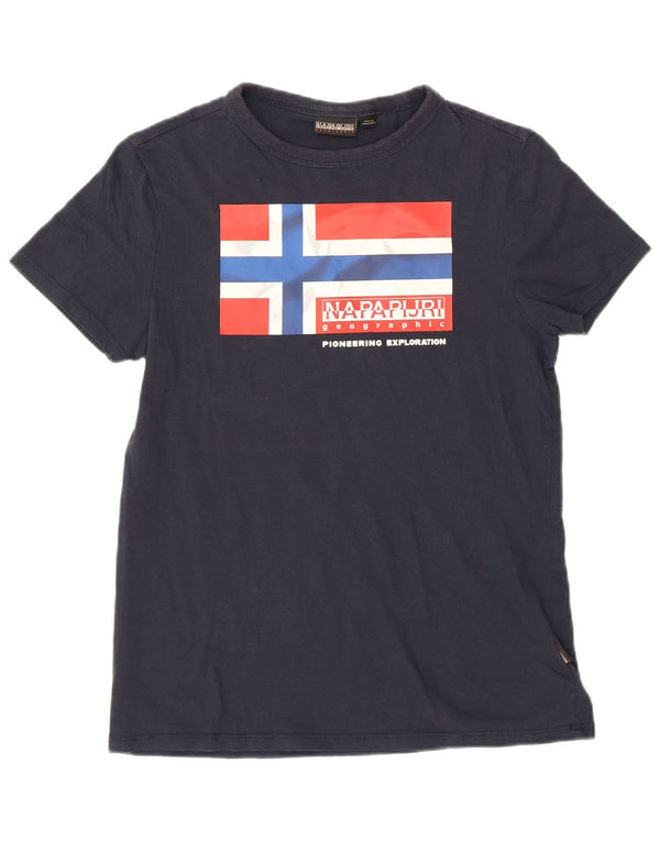 Napapijri Grafik-T-Shirt-Oberteil für Jungen, 13–14 Jahre, marineblaue Baumwolle