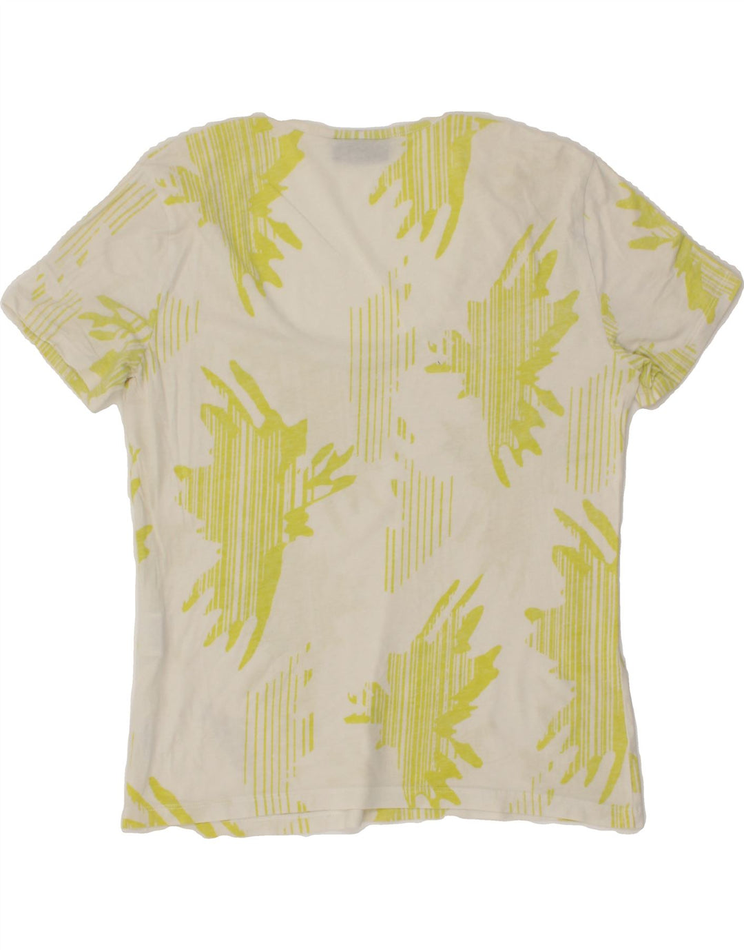 TRUSSARDI JEANS Womens Abstract Pattern T-Shirt Top UK 14 Large White Vintage Trussardi Jeans and Second-Hand Trussardi Jeans from Messina Hembry 