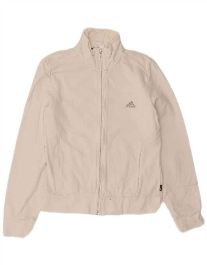 Adidas Womens Tracksuit Top Jacket UK 12 Medium  White Cotton