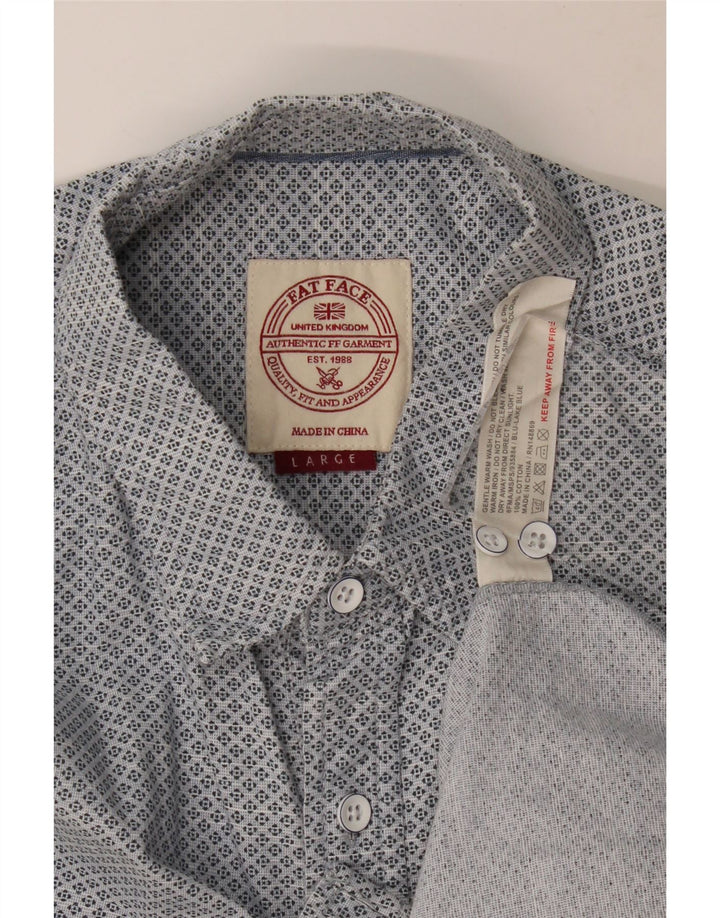 Fat Face Mens Shirt Large Blue Geometric Cotton