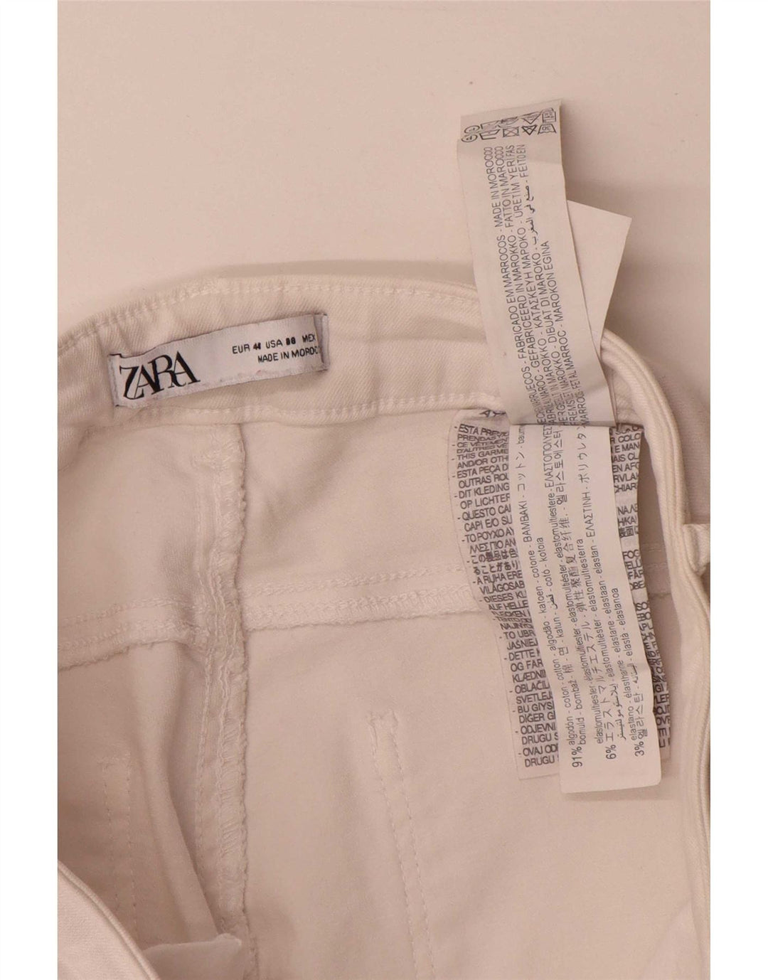 Zara Dame Slim Jeans EU 40 Medium W30 L28 Hvid Bomuld