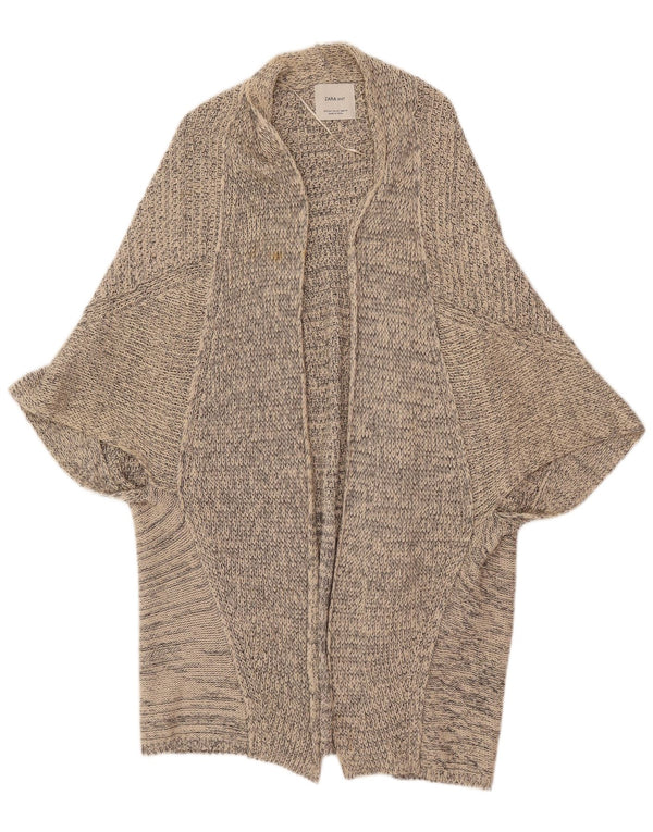 Pulover cardigan poncho supradimensionat pentru femei Zara UK 14 bumbac mediu bej
