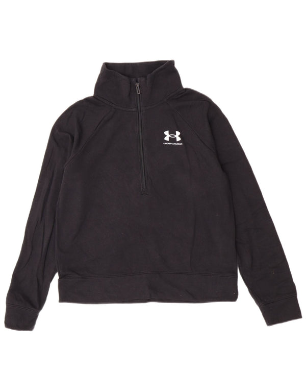 Under Armour Womens Zip Neck Pullover Tracksuit Top UK 10 Small Black
