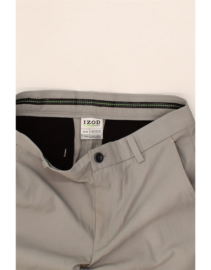 IZOD Mens Slim Fit Chino Trousers W30 L30  Grey Polyester Vintage Izod and Second-Hand Izod from Messina Hembry 