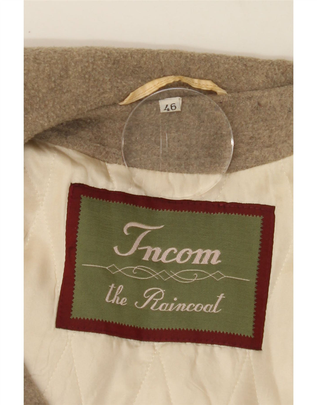 INCOM Womens Hooded Overcoat IT 46 Large Beige Vintage Incom and Second-Hand Incom from Messina Hembry 