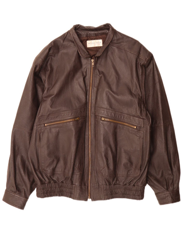 Vintage hombres chaqueta de cuero Reino Unido 40 marrón grande
