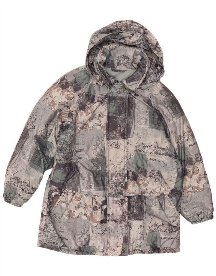 FUCHS & SCHMITT Womens Loose Fit Rain Jacket UK 16 Large  Grey Patchwork