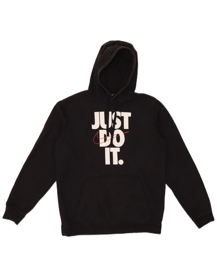 Nike Mens Graphic Hoodie Jumper Medium Black Cotton