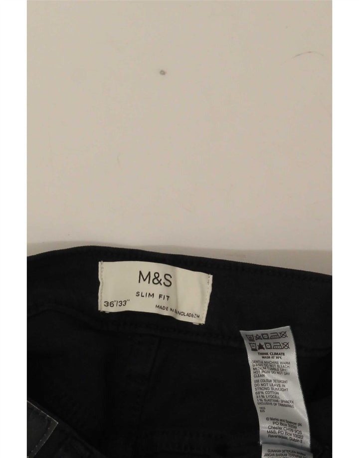 Jeans slim da uomo Marks & Spencer W36 L33 cotone blu navy
