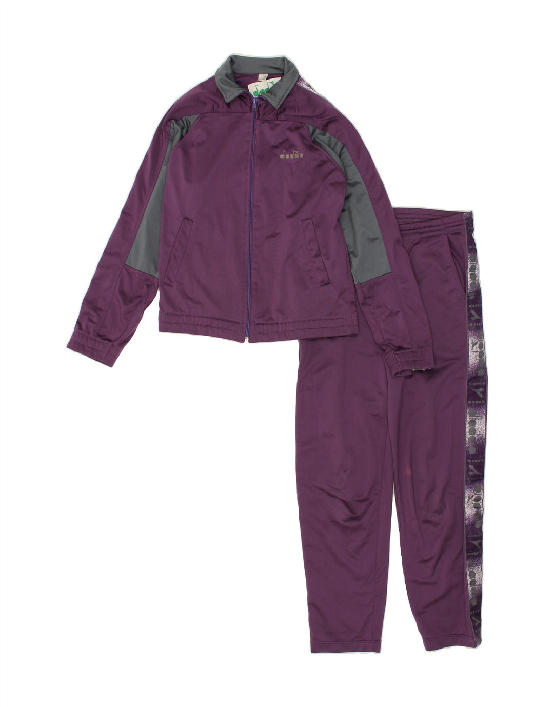 DIADORA Womens Graphic Full Tracksuit IT 42 Medium Purple Colourblock | Vintage Diadora | Thrift | Second-Hand Diadora | Used Clothing | Messina Hembry 
