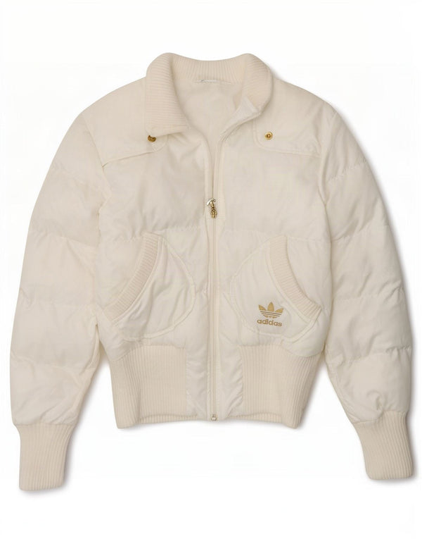 Adidas Damen Grafik gepolsterte Jacke UK 10 Small Weiß Polyester