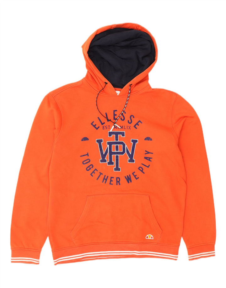 ELLESSE Mens Graphic Hoodie Jumper Medium Orange