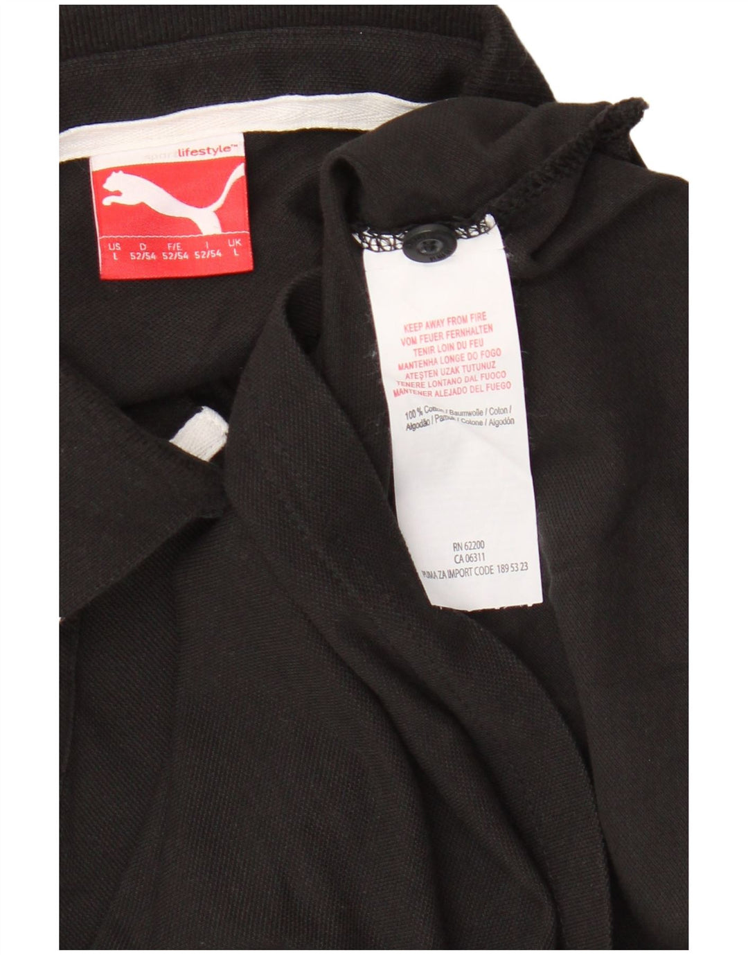 Puma Mens Polo Shirt Large Black Cotton