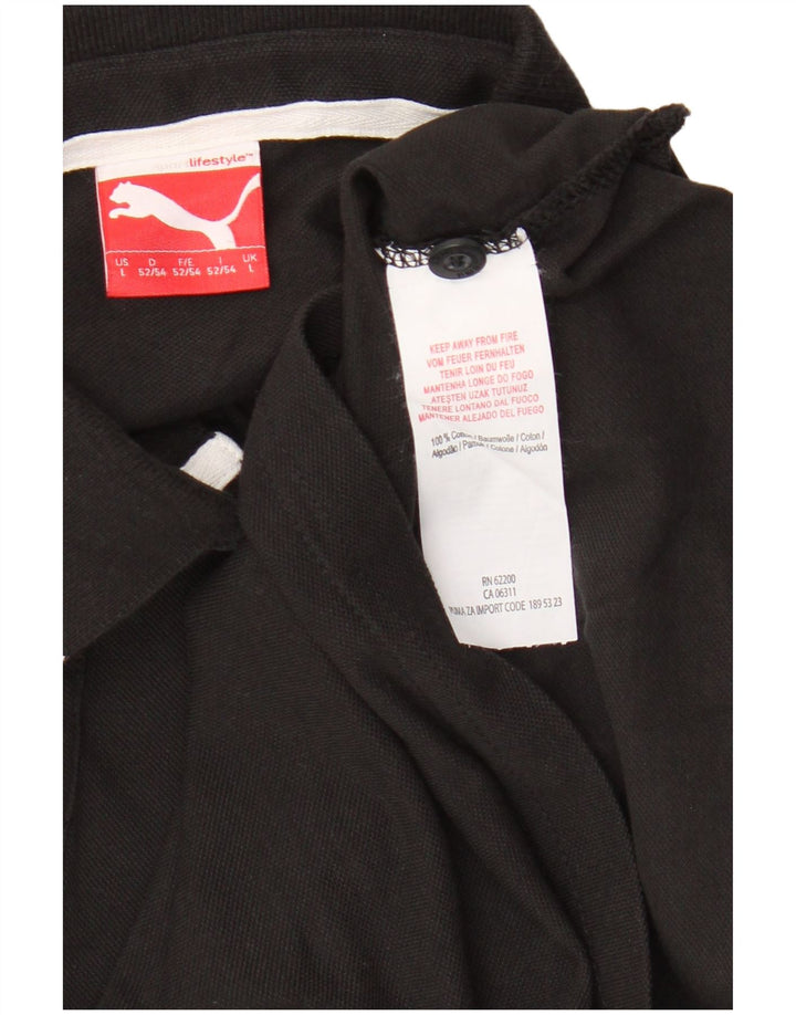 Puma Mens Polo Shirt Large Black Cotton