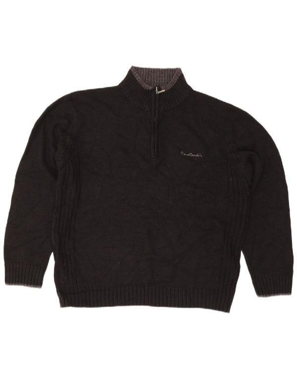 Pierre Cardin Herre Zip Neck Jumper Sweater XL Sort Akryl