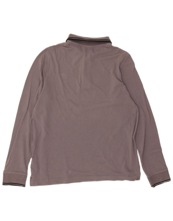 Lotto Mens Long Sleeve Polo Shirt Small Grey Cotton