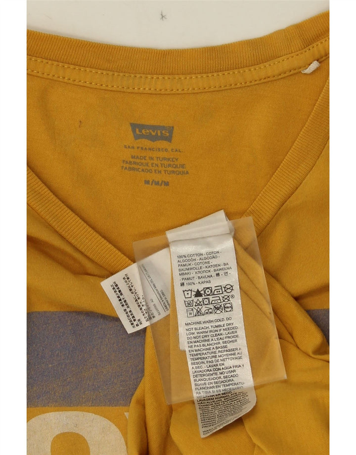 Levi's Mens Graphic T-Shirt Top Medium Yellow Colourblock Cotton