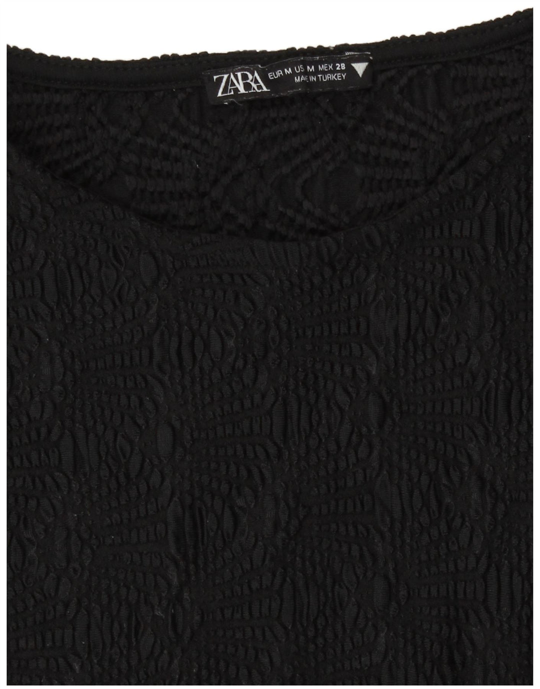 Zara Womens Crop Blouse Top UK 12 Medium Black Polyester