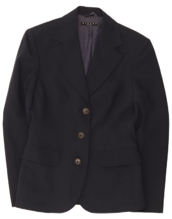 Sisley Womens 3 Button Blazer Jacket IT 40 Small Navy Blue Polyester