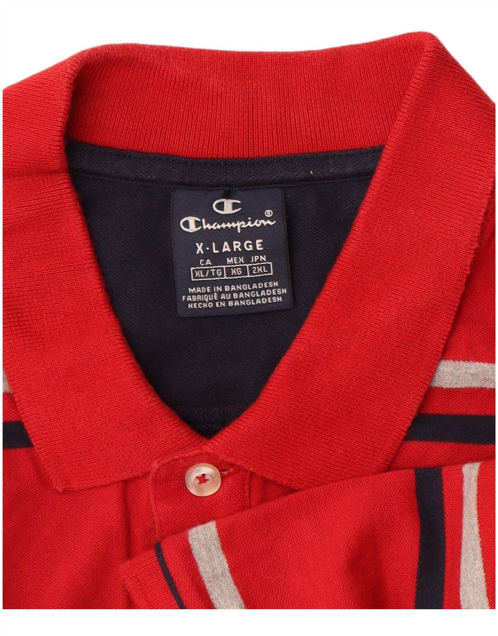 Champion Mens Polo Shirt XL Red Striped
