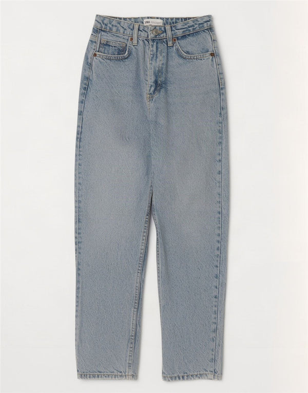 Zara Womens High Rise Straight Jeans EU 34 2XS W24 L27 Blue