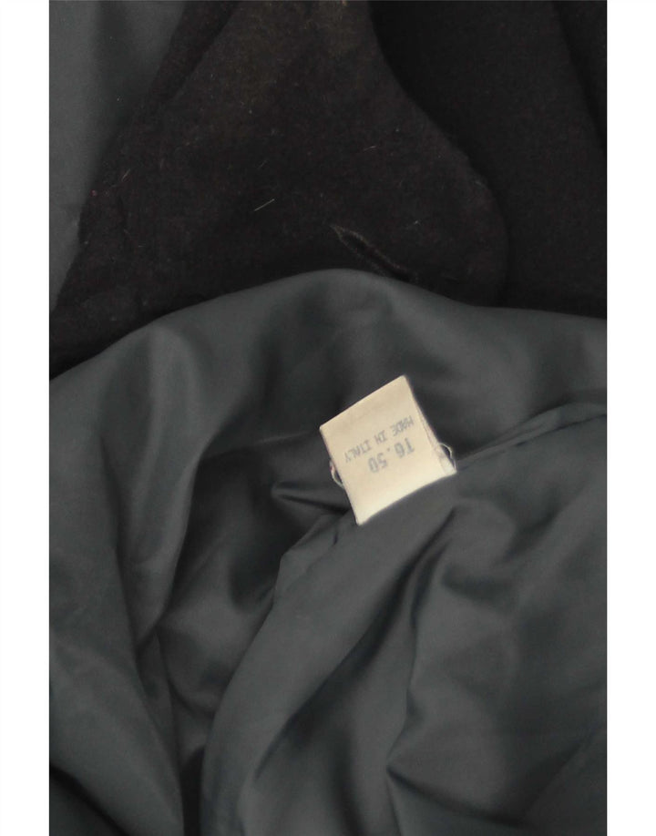 Vintage Mens Hooded Duffle Coat IT 50 Large Navy Blue Wool