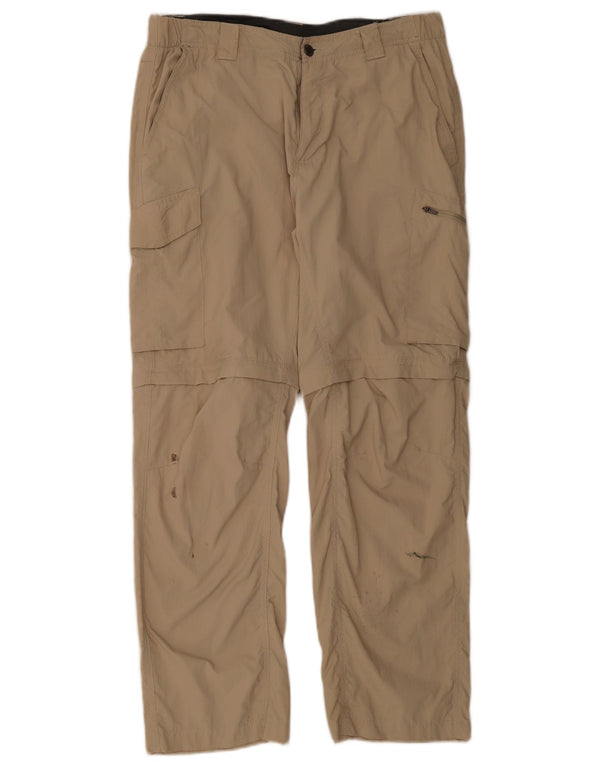 Calça cargo Columbia masculina reta W34 L30 bege nylon