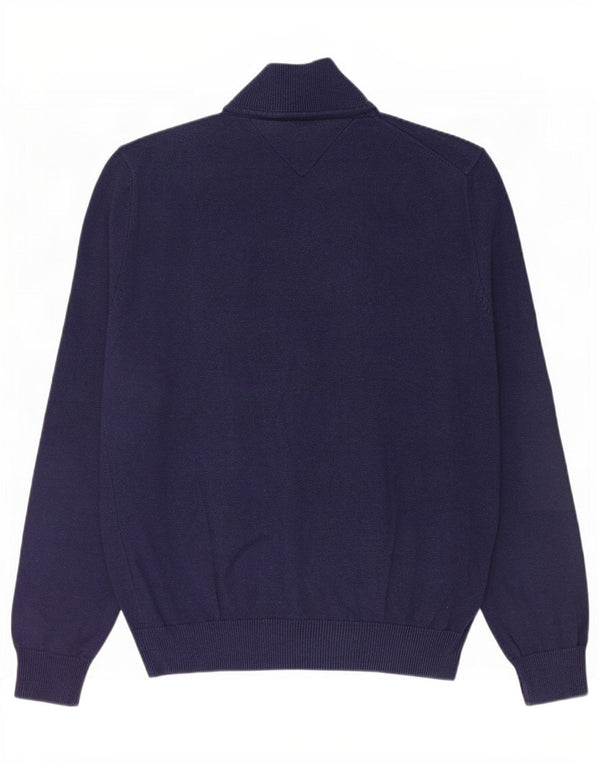 Maglione maglione con zip da donna Tommy Hilfiger UK 16 grande cotone blu navy