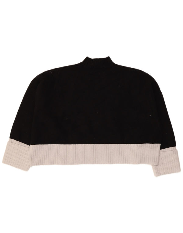 Zara Womens Crop Turtle Neck Jumper Sweater UK 20 2XL Sort Colourblock