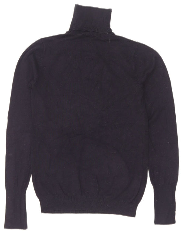Zara Womens Roll Neck Jumper Sweater UK 8 Small Navy Blue