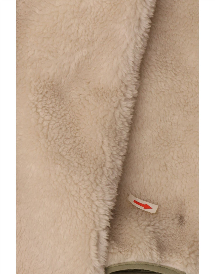 Zara Veste coupe-vent surdimensionnée à capuche pour femme UK 10 Small Blanc cassé