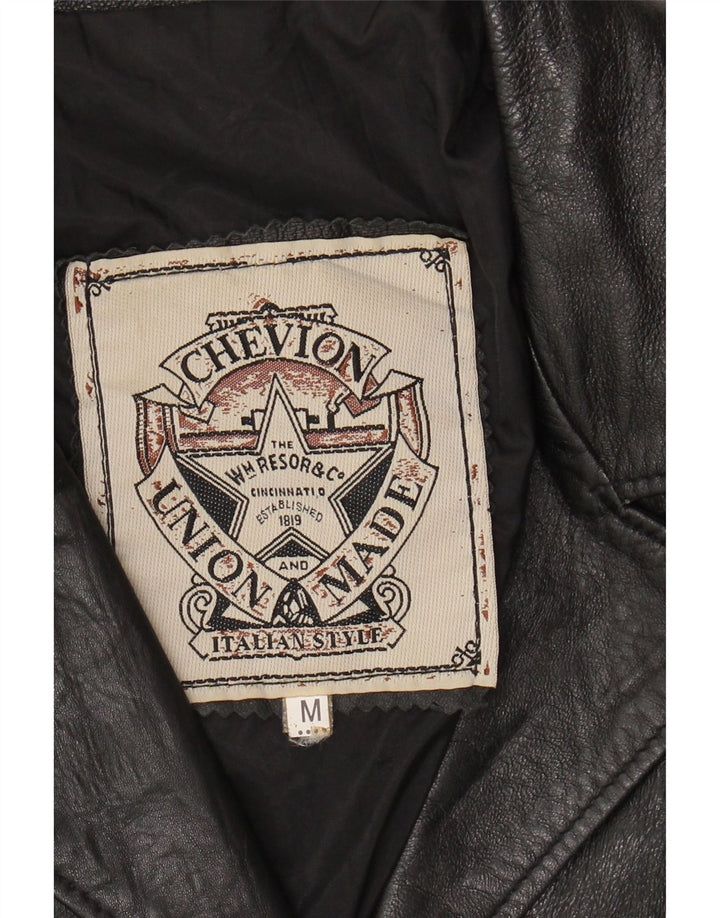 VINTAGE Womens Leather Jacket UK 14 Medium Black