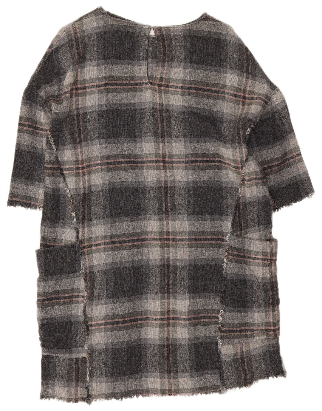 Zara Womens Tunic Dress UK 14 Medium Grey Check Viscose