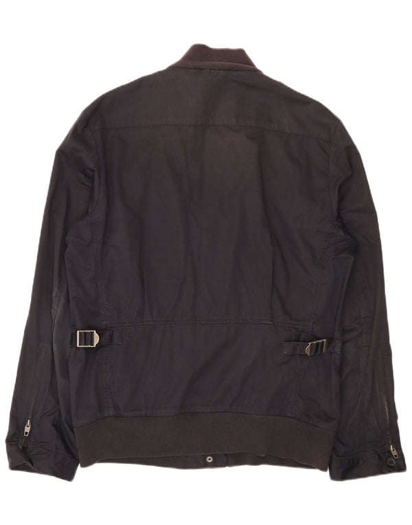 French Connection Mens Bomber Jacket UK 40 Large Navy Blue Cotton