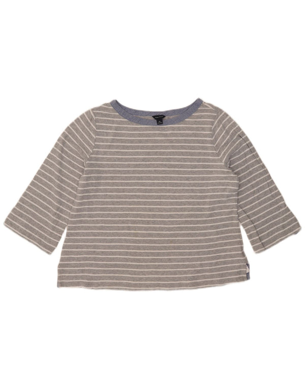 Nautica Womens Top 3/4 Sleeve UK 18 XL Grey Striped Cotton