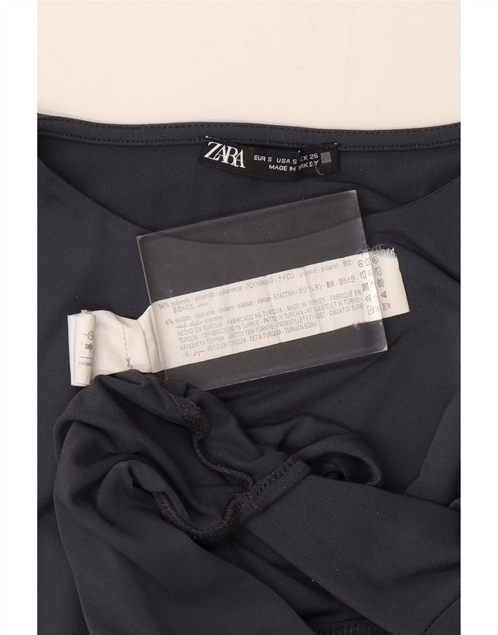 ZARA Womens Long Sleeve Bodysuit UK 8 Small Grey Polyamide Vintage Zara and Second-Hand Zara from Messina Hembry 